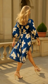 Vestido Norma cruzado satinado licra elastane, goma cintura trasera oculta, tallas (36-50) vídeo