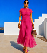 Quevedo dress in stretch Lycra, stretch bust and waist, chiffon, viscose, 2 colors, sizes (34-48) video