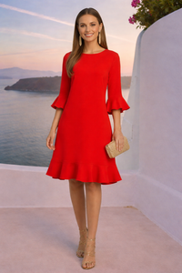 Loving dress, crepe cotton rayon, pleated ruffles, chiffon, sizes (36-48) (video)