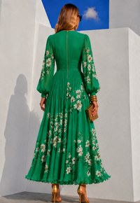Suad pleated chiffon dress, 2 prints, sizes (34-48) video