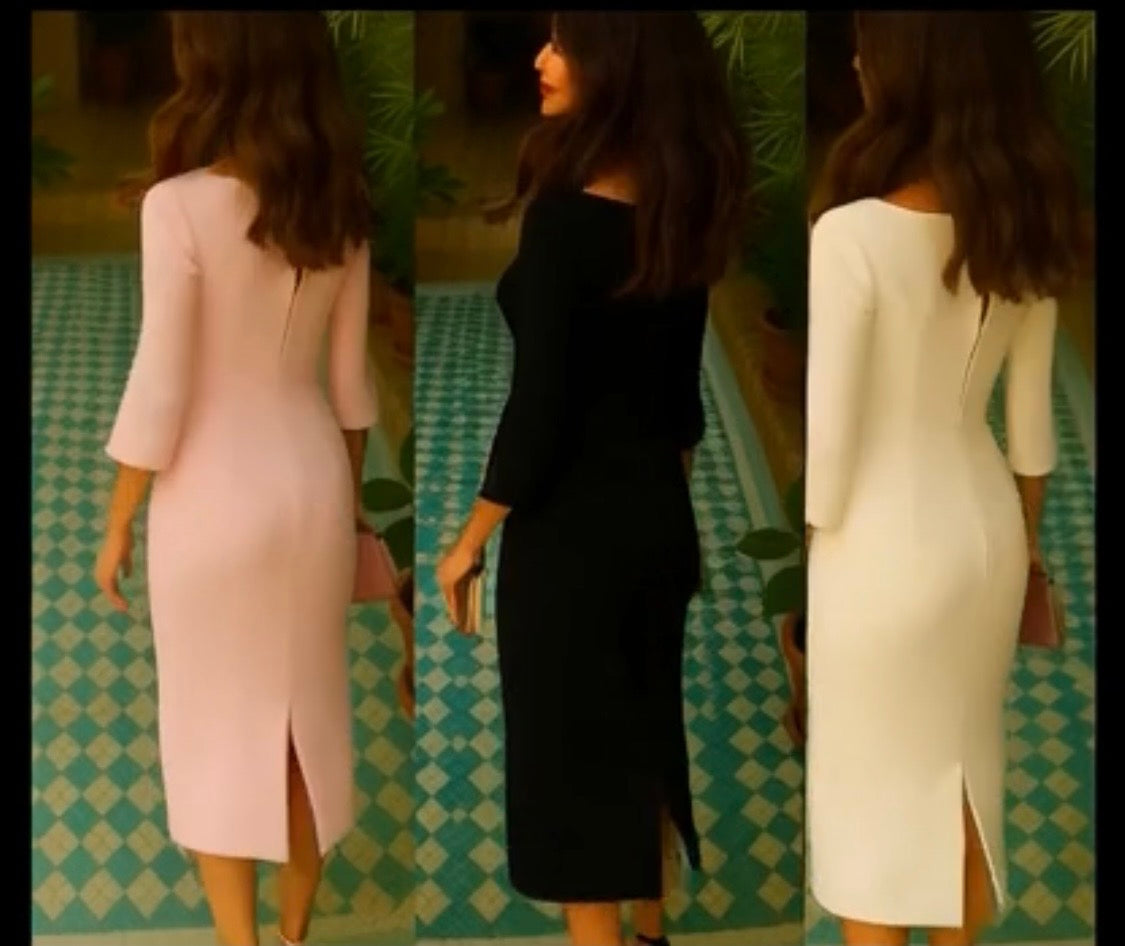 Vestido Ginebra perlas, 3 colores, tallas (36-48) quedan solo 36 unidades