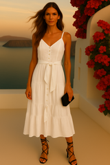 Vestido Poland botones y fajin, 5 colores, tallas (36-48)