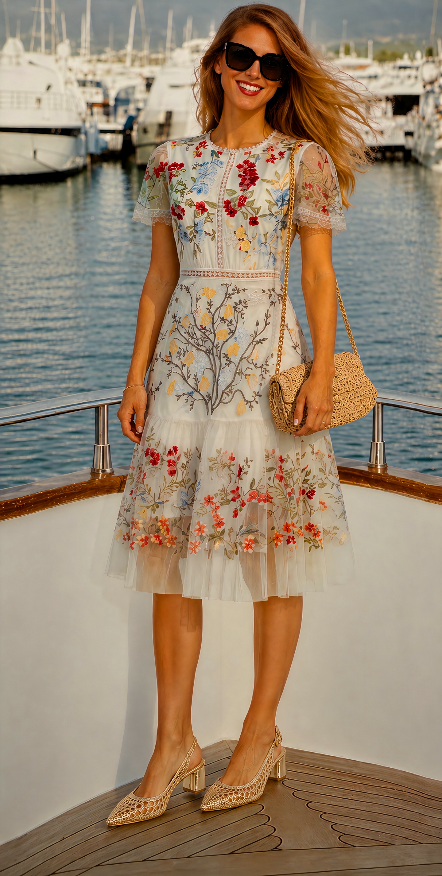 Lover dress embroidered with lace and tulle, size 6 (36-46)