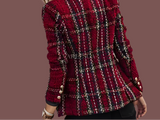 Blazer Aire, lana tweed, 4 estampados  con bolsillos, botones dorados, tallas (36-50) made in Italy