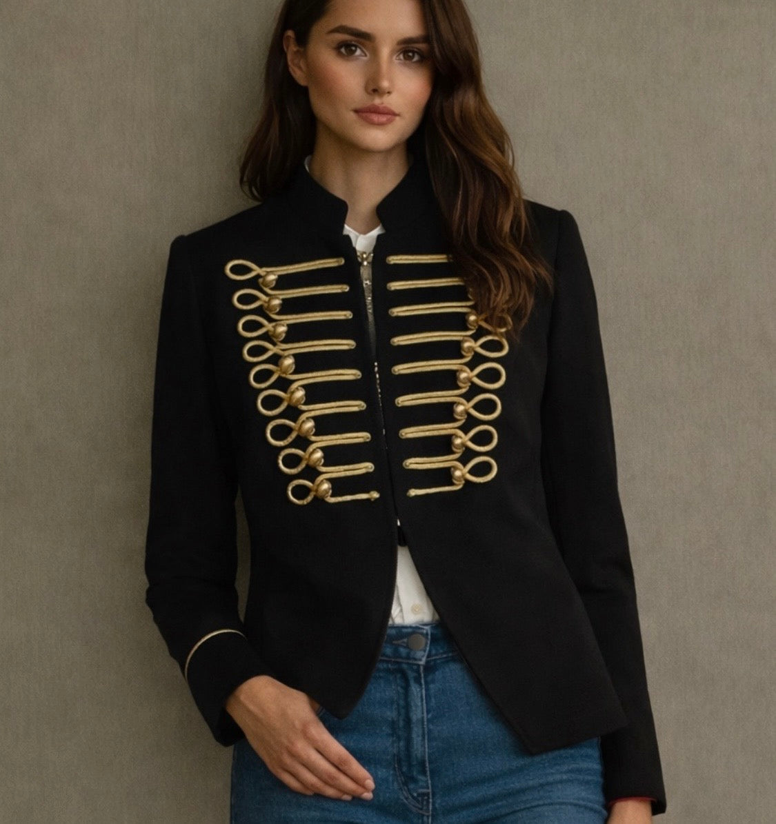 Blazer Alma negro de algodón, tallas (36-46)