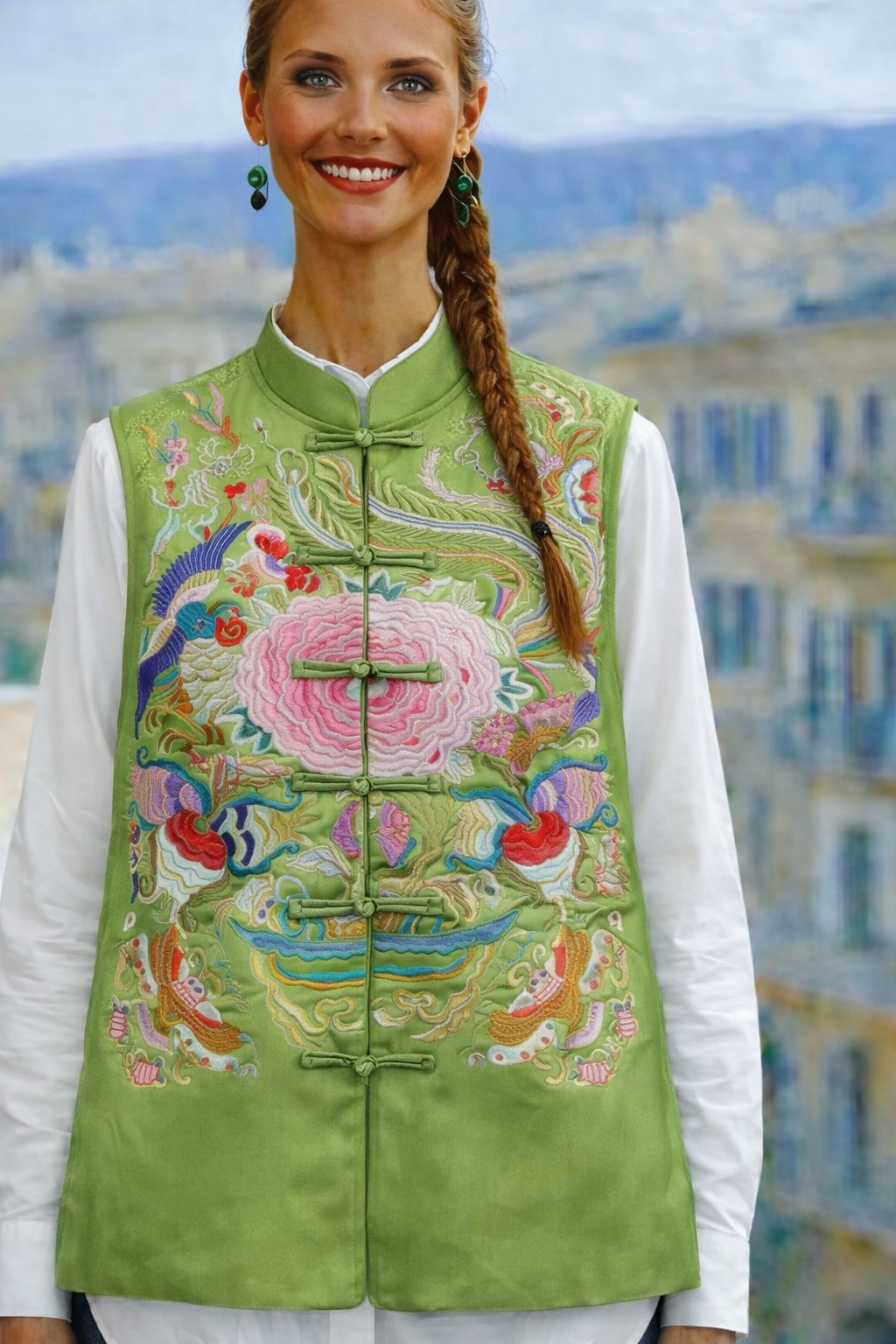 Florence Japanese embroidered vests, sizes (36-46) 4 colors