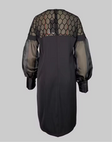 Vestido Loreto y tul con encaje de red transparente, tallas (36-48)