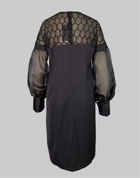 Vestido Loreto y tul con encaje de red transparente, tallas (36-48)