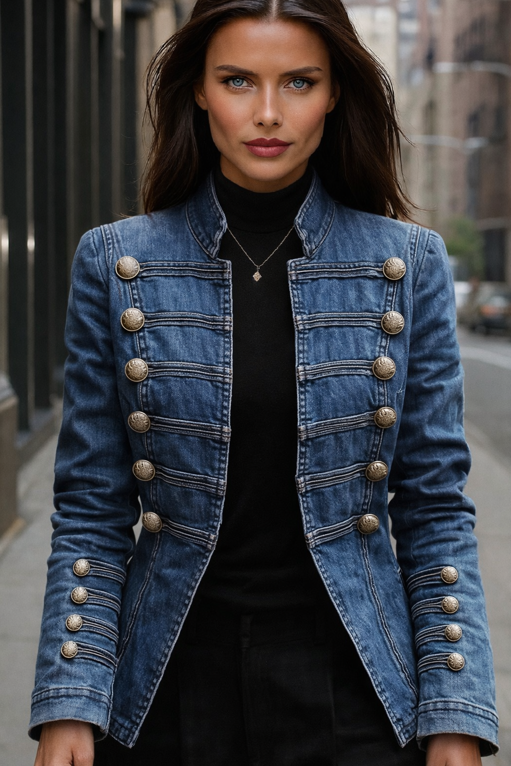 Chaqueta Francis vaquera alta calidad , decoración botones dorados, tallas (36-52)