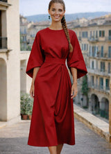 Vestido Grace de punto de algodón con fajín , 3 colores, tallas (36-50)