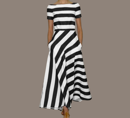 Venice striped dress with side pockets, 3 colors, 8 BIG SIZES