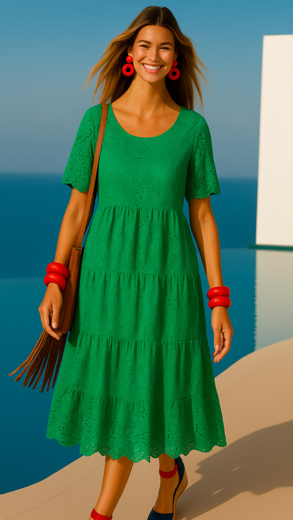 Mintlis women, cotton elastane crepe, long Dianne dress, (36-44)