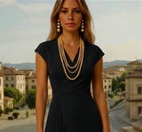 Vestido Ron de algodón plisado elastane, tallas (36-46)