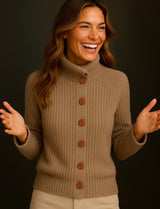 Lorna sweater with wool buttons, 3 colors, sizes (36-48)