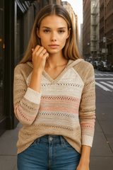 Mintlis Jersey mujer punto capucha Rebeca, 4 colores, tallas (36-48)