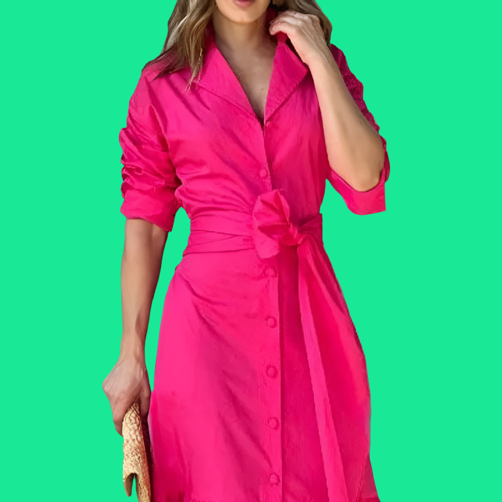 Vestido Chantalle camisero con fajín, 5 tallas