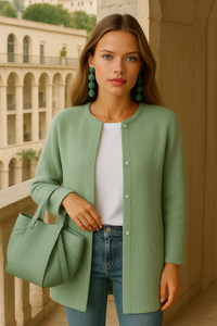 Lander wool knit cardigan, 6 colors, sizes (36-50)