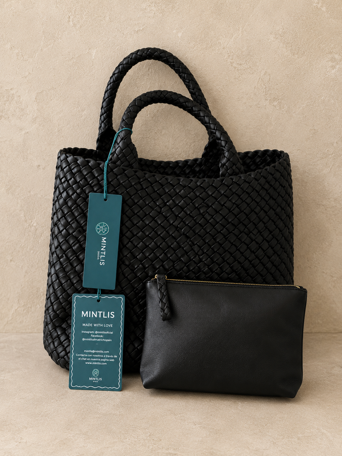 Las Vegas Braided Tote Bag, 100% Genuine Leather, 5 colors, size 46x35x29x16cm