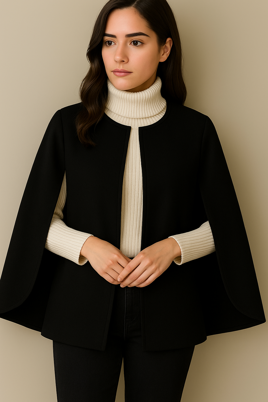 Chaqueta capa Yaiza de lana, 4 colores, tallas (36-50)