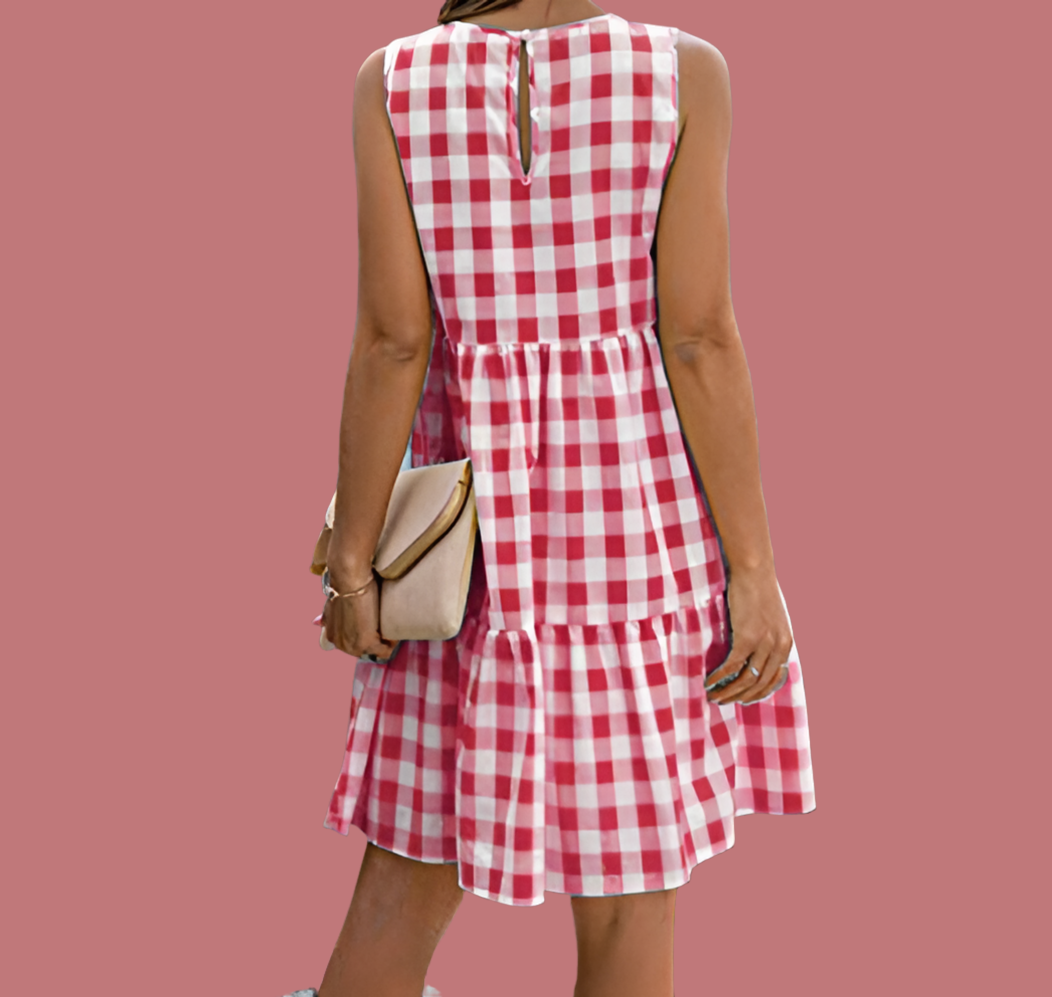 Vichy tartan plaid dress, 2 colors, 5 sizes