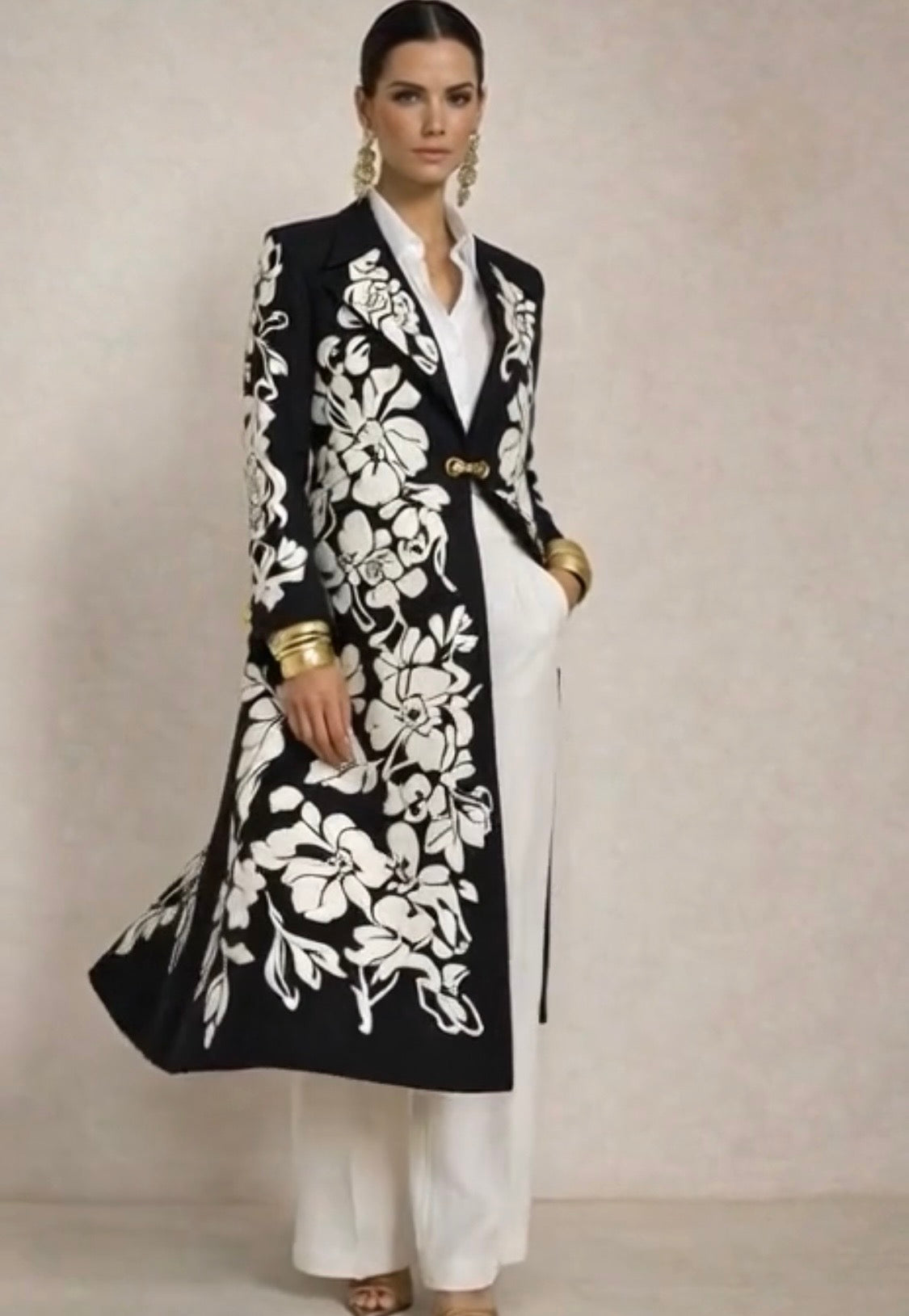 Levita Crazy de flores estampada con broche cierre y bolsillos,tallas (36-48) (vídeo)