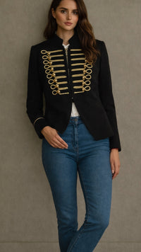 Alma black cotton blazer, sizes (36-46)