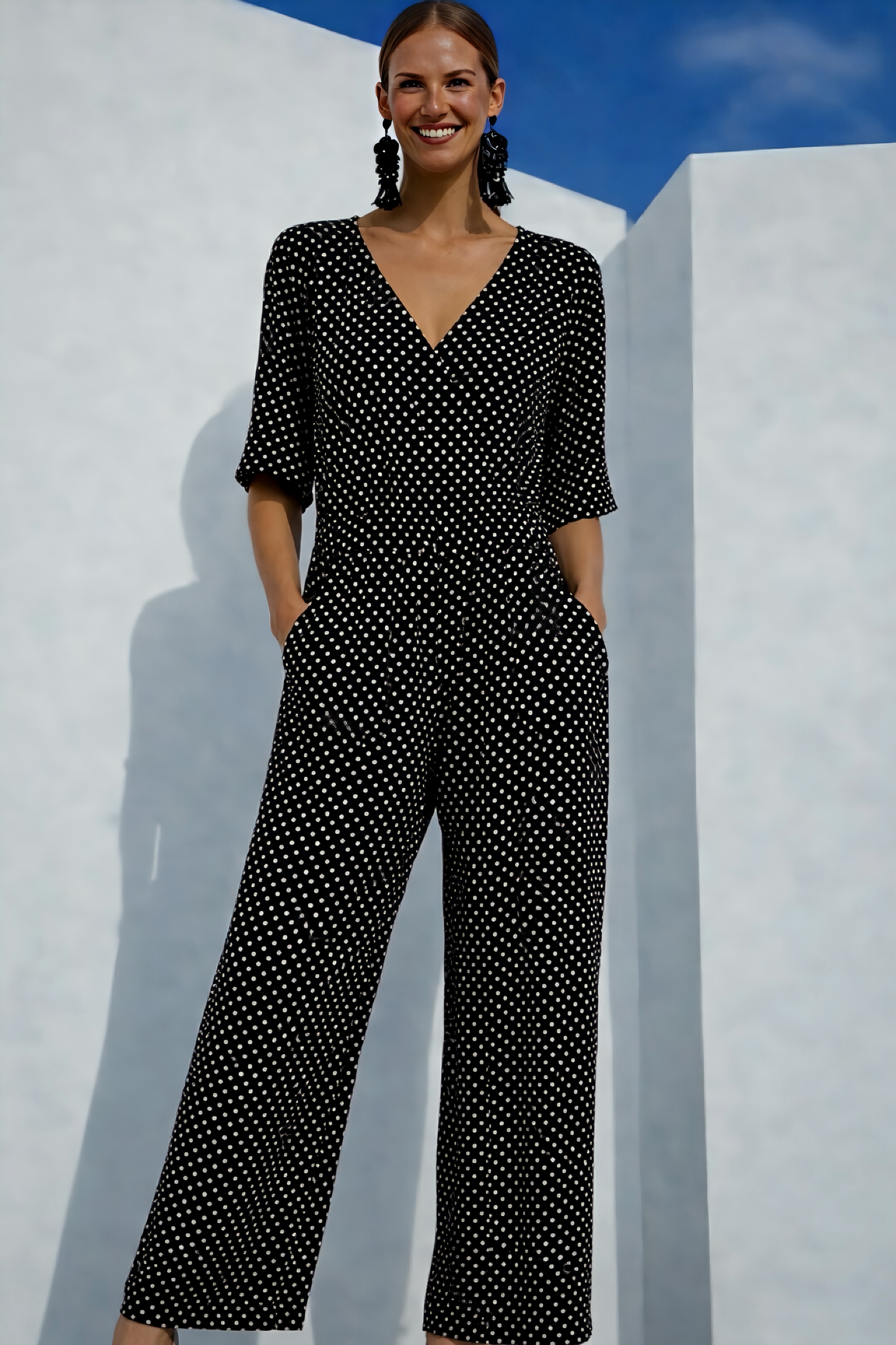 Mono ⭐️ Lolita lunares de viscosa gasa licra elastane bolsillos, tallas (36-50) video