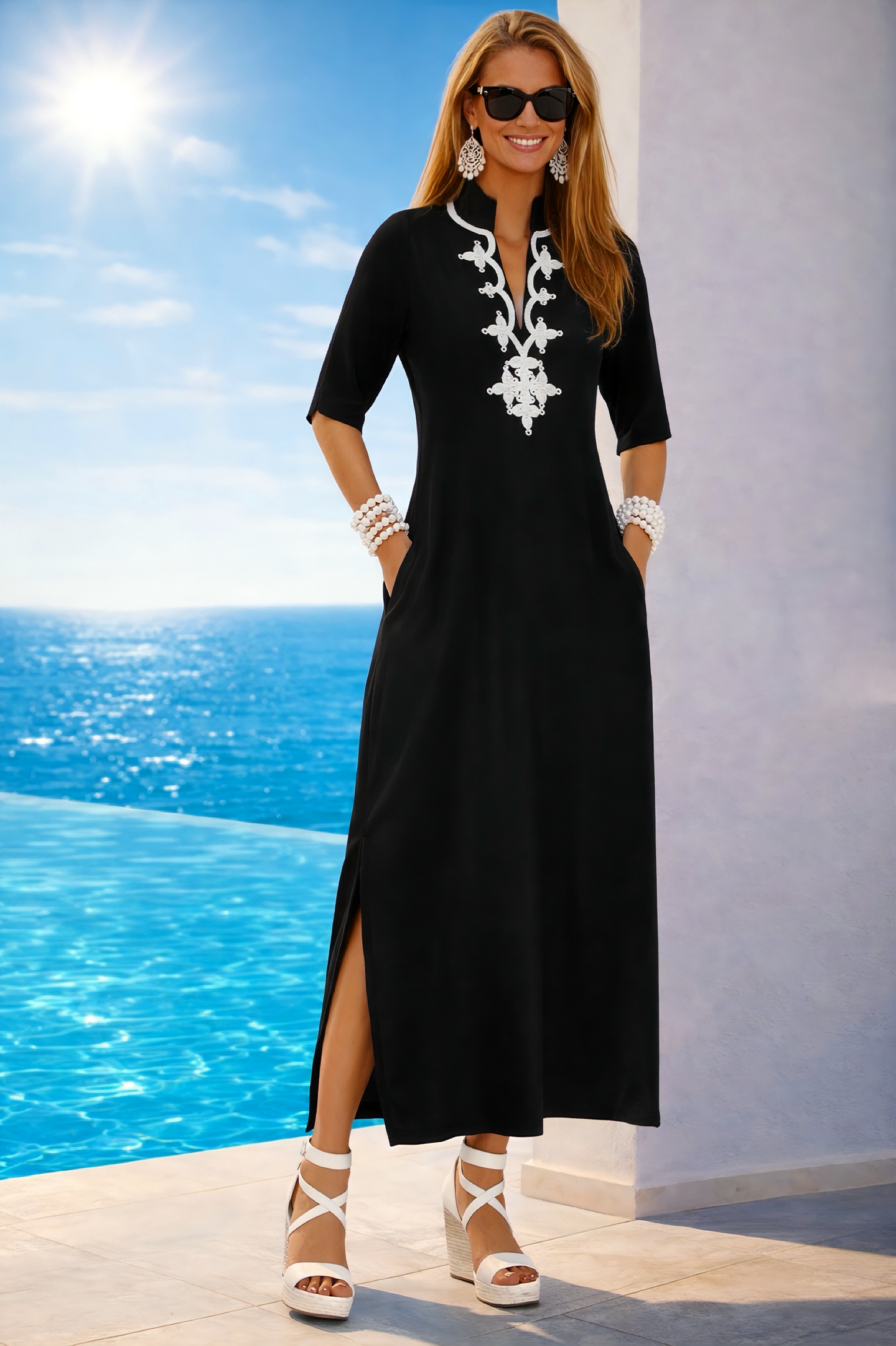 Vestido ⭐️ Lily de Lino bordado, 4 colores, tallas (36-50) vídeo