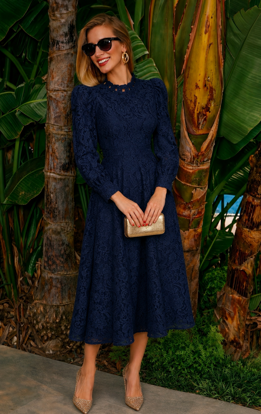 Vestido Florencia, algodón de encaje bordado licra, 3 colores, tallas (36-50) vídeo