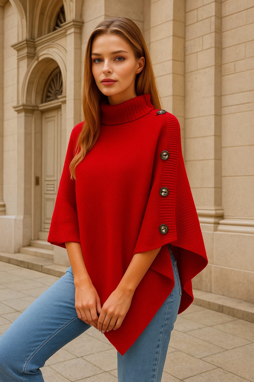 Mintlis poncho mujer punto Davinia, 6 colores, talla única(36-48)