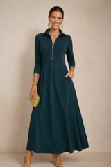 Pepa dress with zipper, cotton knit, lycra, elastane, 4 colors, sizes (36-48)