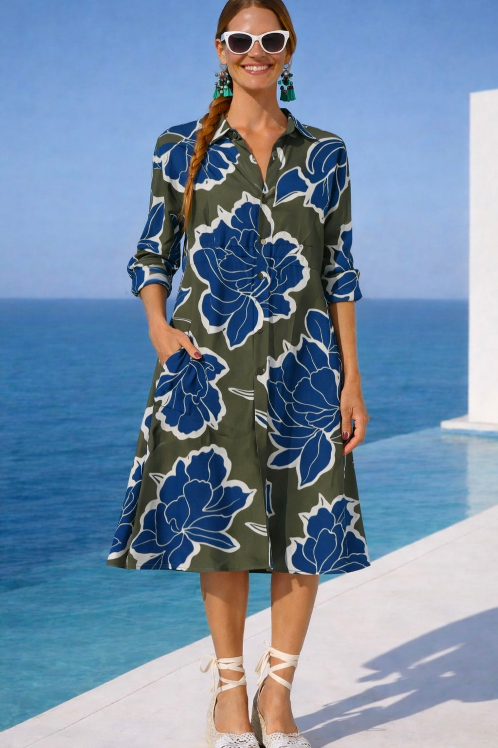 Vestido Candy camisero algodón bolsillos, 3 estampados tallas (36-50) (vídeo)