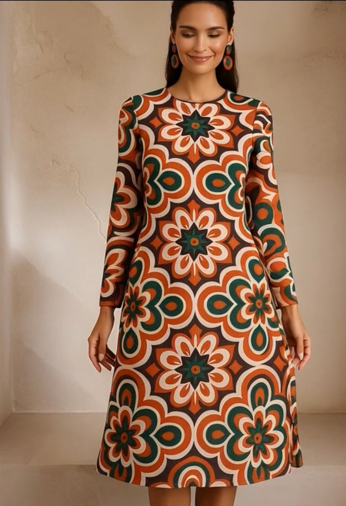 Vestido America MIDI algodón licra elastane sin arrugas estampado, tallas (36-50) quedan solo 39 unidades