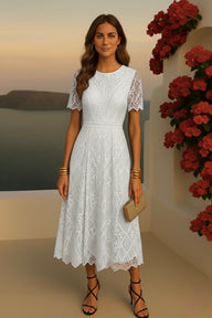 Vestido Gaby de encaje y bordado, 4 colores, tallas (36-46)