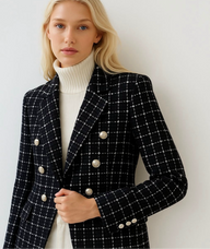 Blazer Claire Lana cuadros,tallas (36-48)