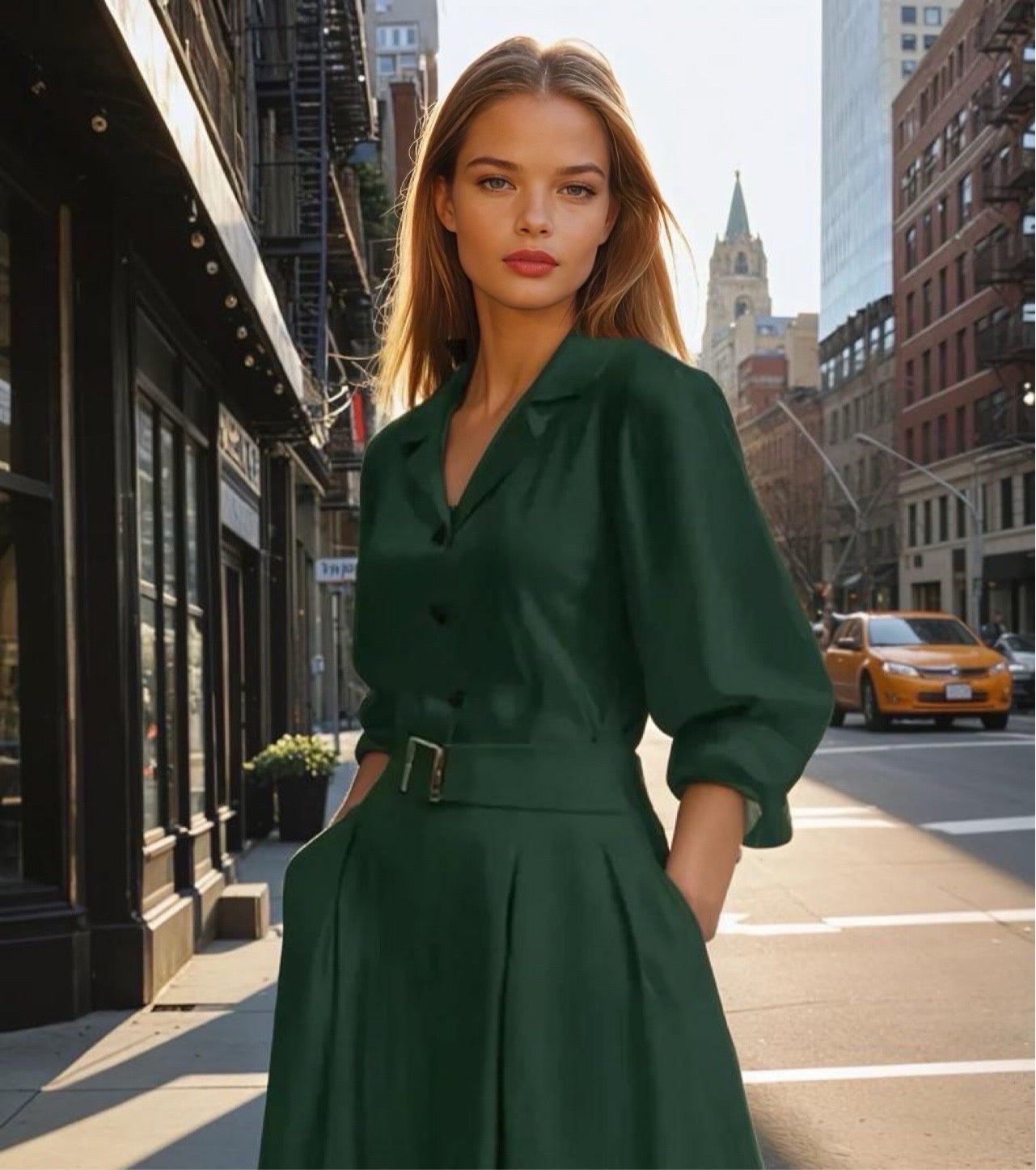 Mintlis women's cotton lycra belted shirt dress, Holland dress, 3 colours, sizes (36-50)