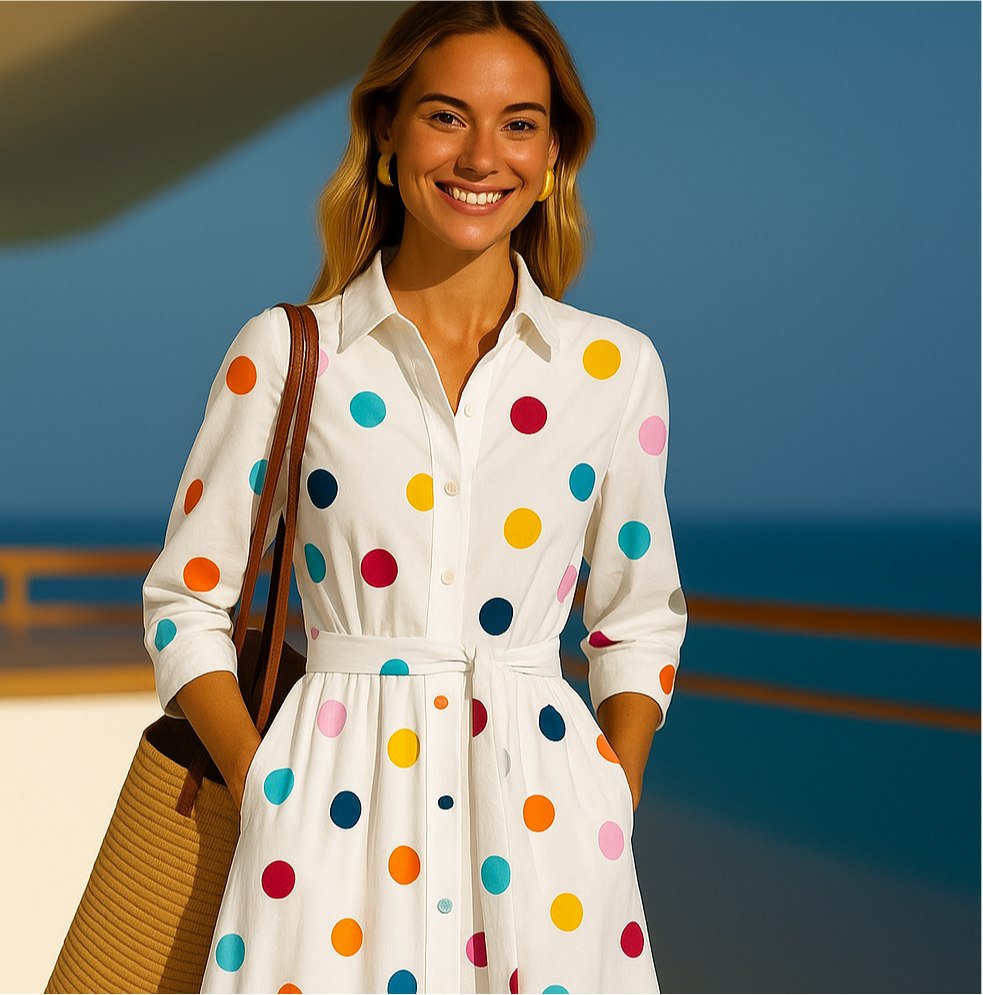 Mintlis women, cotton belt included, Diamond shirt dress, sizes (36-48)
