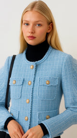 Chaqueta Candela tweed lana, 3 colores, tallas (36-48)made in Oporto