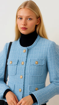 Chaqueta Candela tweed lana, 3 colores, tallas (36-48)made in Oporto