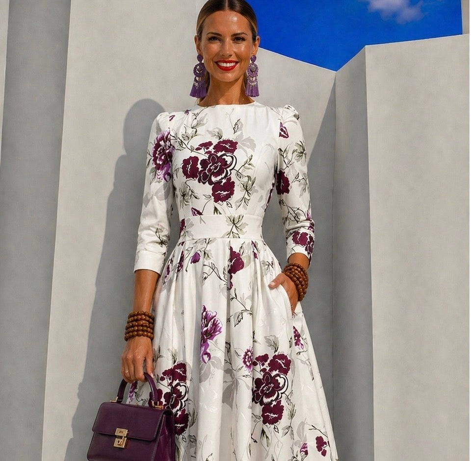 Carol flower dress with pockets, cotton, sizes (36-46) video
