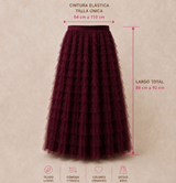 Lisboa soft tulle skirt with lining, 4 colors, one size 64cm to 110cm elastic waist