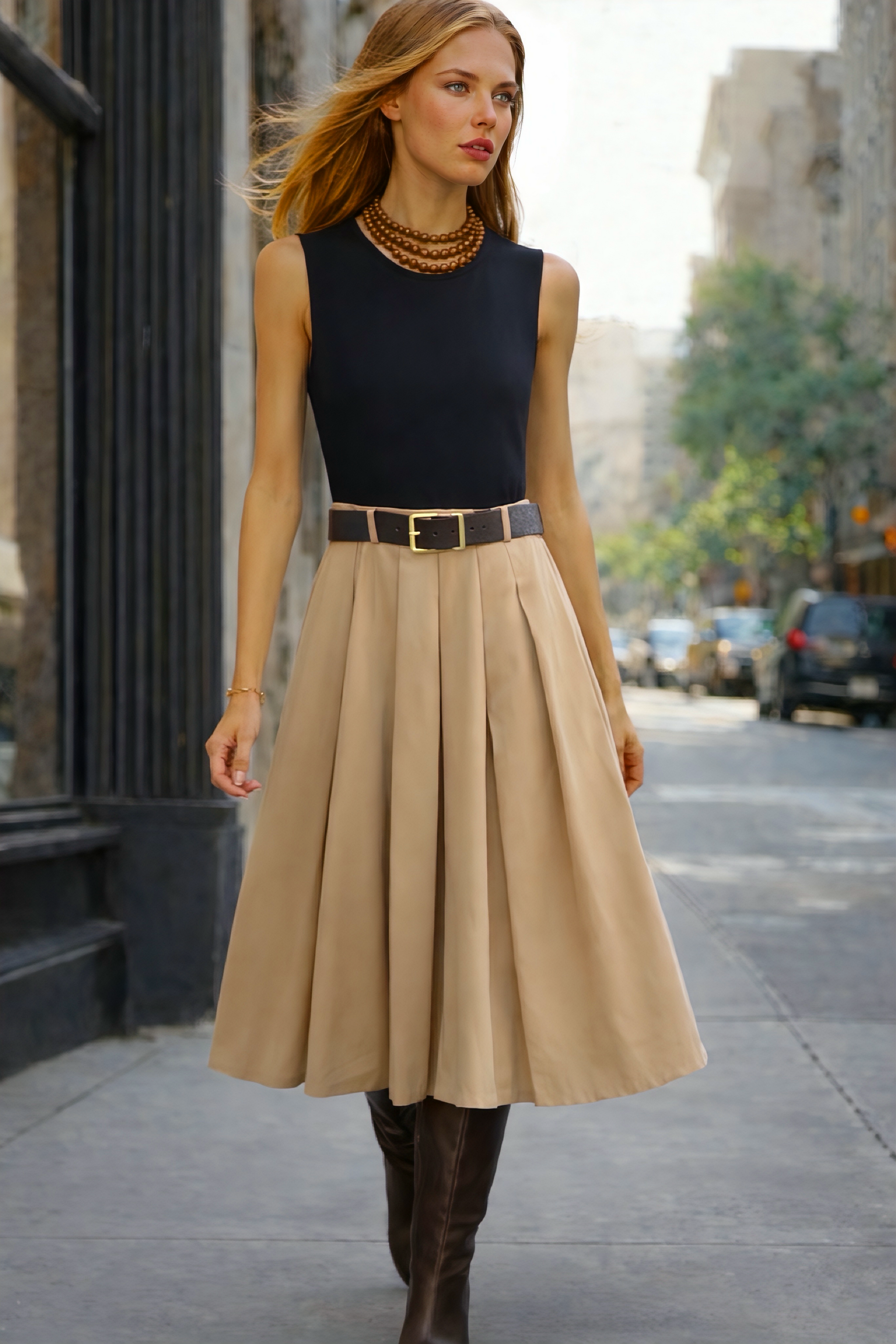 Emily dress, cotton lycra, belt included, sizes (36-46)