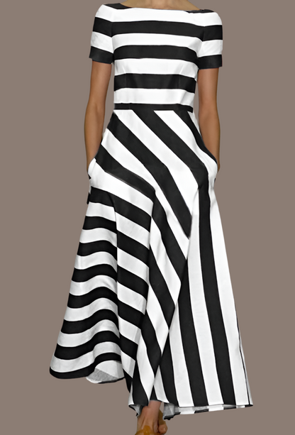 Venice striped dress with side pockets, 3 colors, 8 BIG SIZES