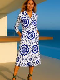 Blue shirt dresses, 3 prints, sizes (36-52)