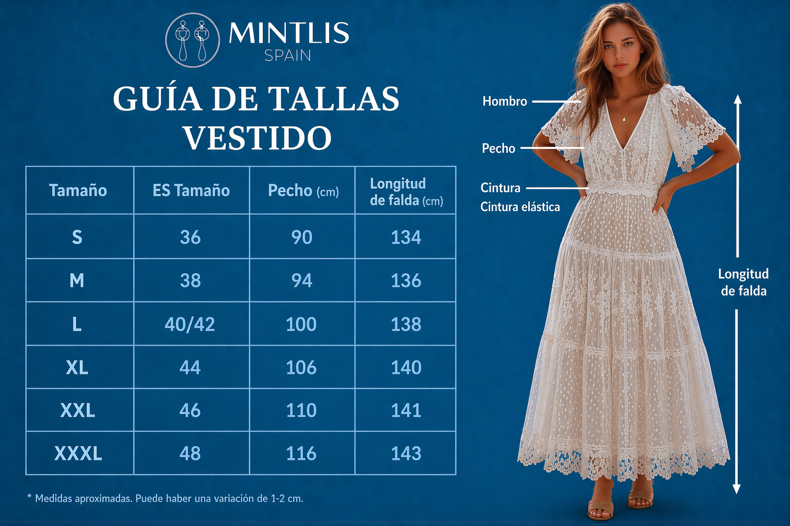 Vestido BROMLEY plumeti de gasa bordado, cintura elástica, tallas (36-48) vídeo