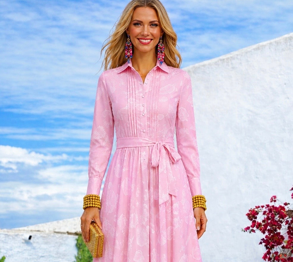 Marcia midi shirt dress in cotton, sizes (36-50) (video)