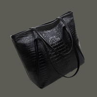 Sac Cendrillon Crocodile en cuir noir