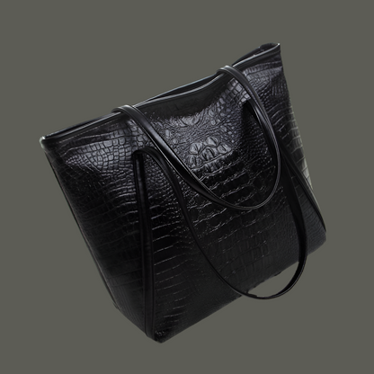 Cinderella Crocodile black leather bag