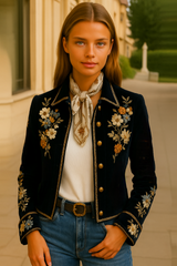 Chloe jacket with raised floral embroidery, sizes (36-48)