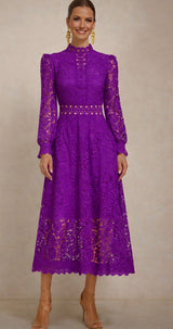 Bella long dress with lace and embroidery, lined, 4 colors, sizes (36-48)